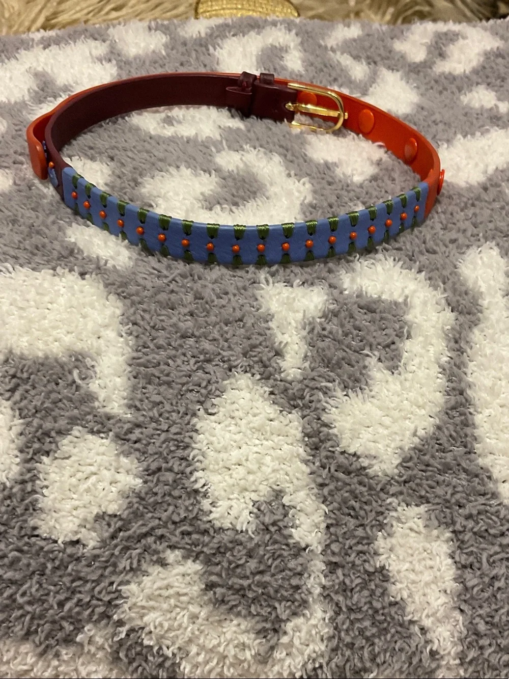 Tory Burch Orange, Blue & Burgundy Leather Bracelet
